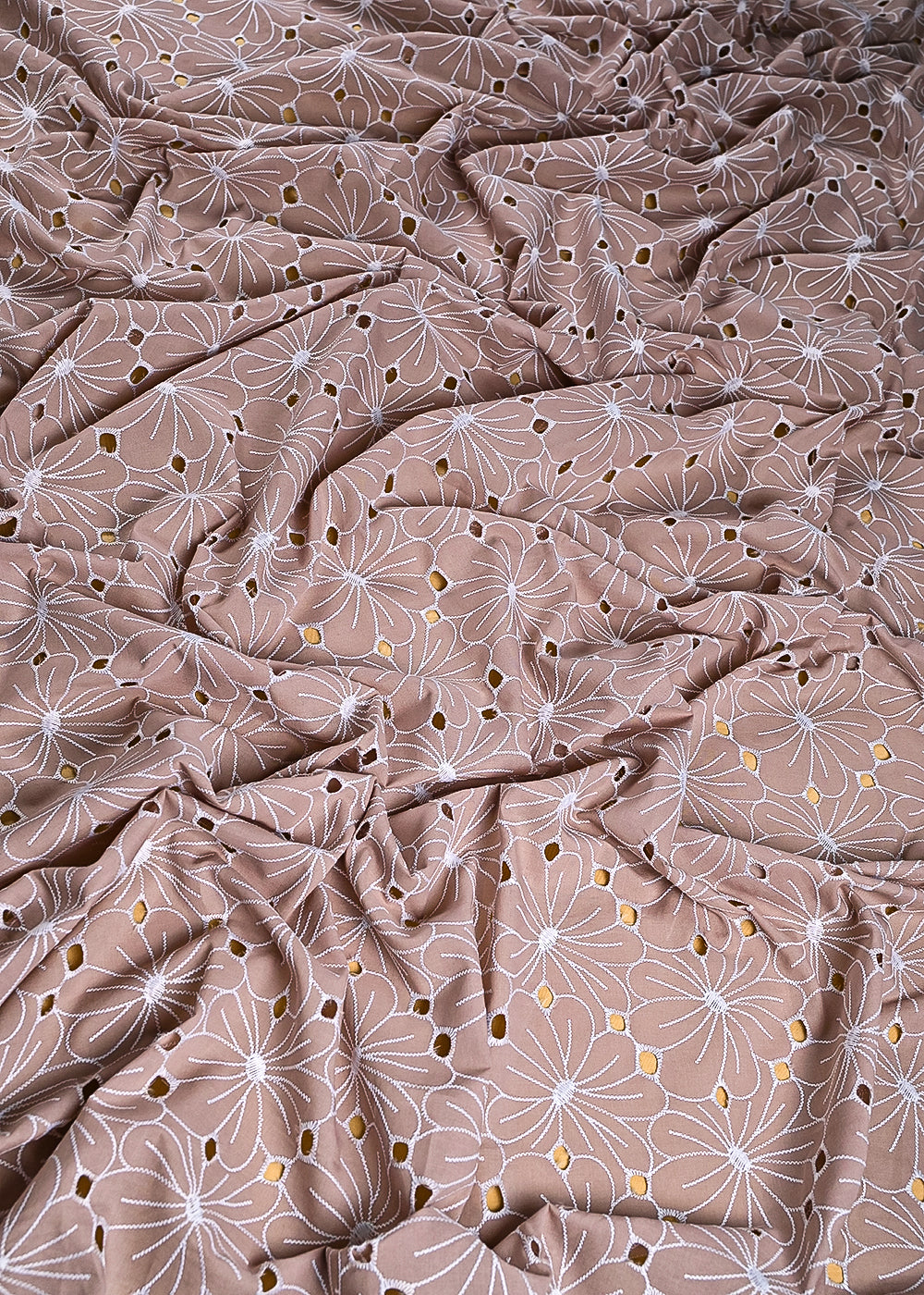 Onion Cotton Fabric With All Over Thread And Cutwork 24004
