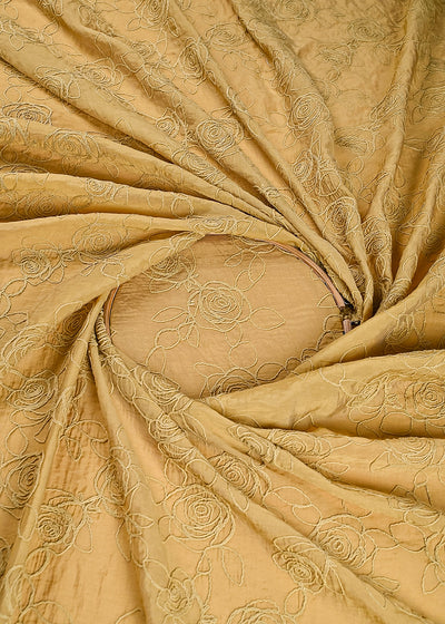 Mustard Chanderi Fabric With All Over Thread Work 24014