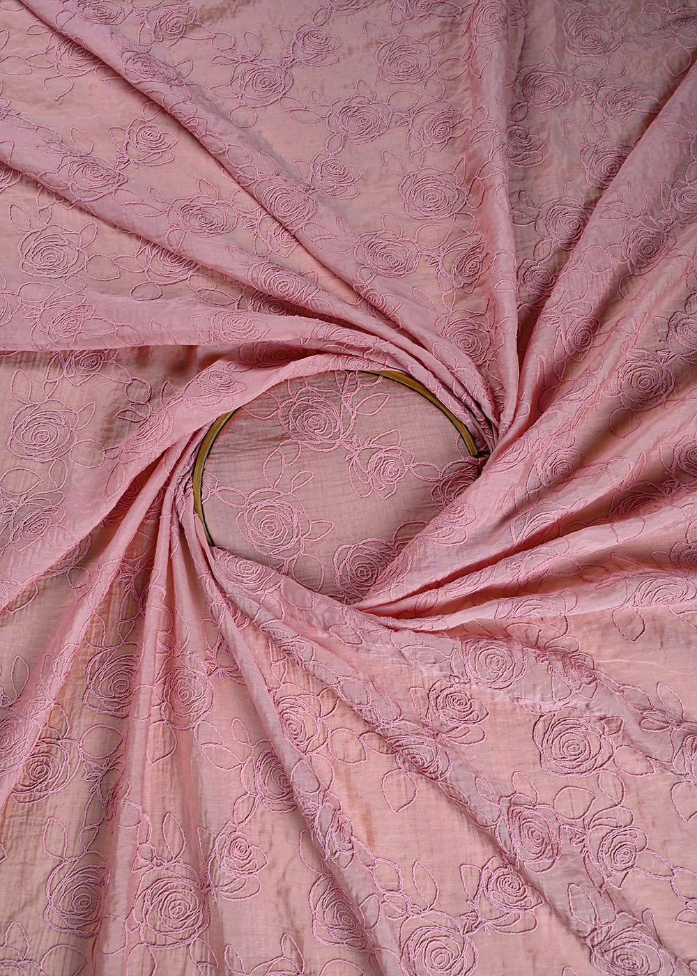 Onion Chanderi Fabric With All Over Thread Work 24015