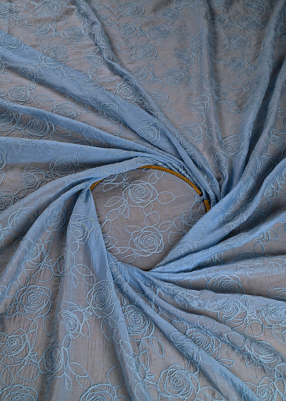 Sky Blue Chanderi Fabric With All Over Thread Work 24016