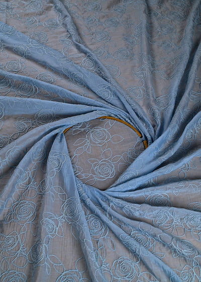 Sky Blue Chanderi Fabric With All Over Thread Work 24016
