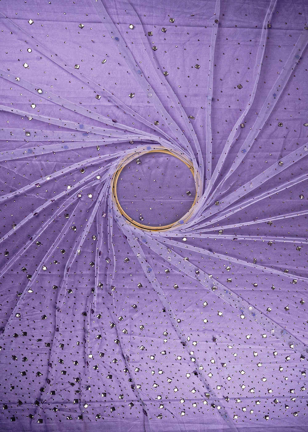 Lavender Imported Net Fabric With All Over Stone Work  24022