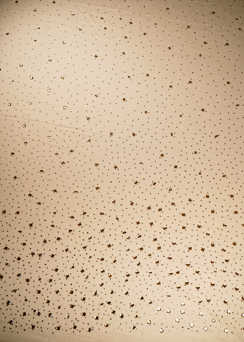Beige Imported Net Fabric With All Over Stone Work  24023