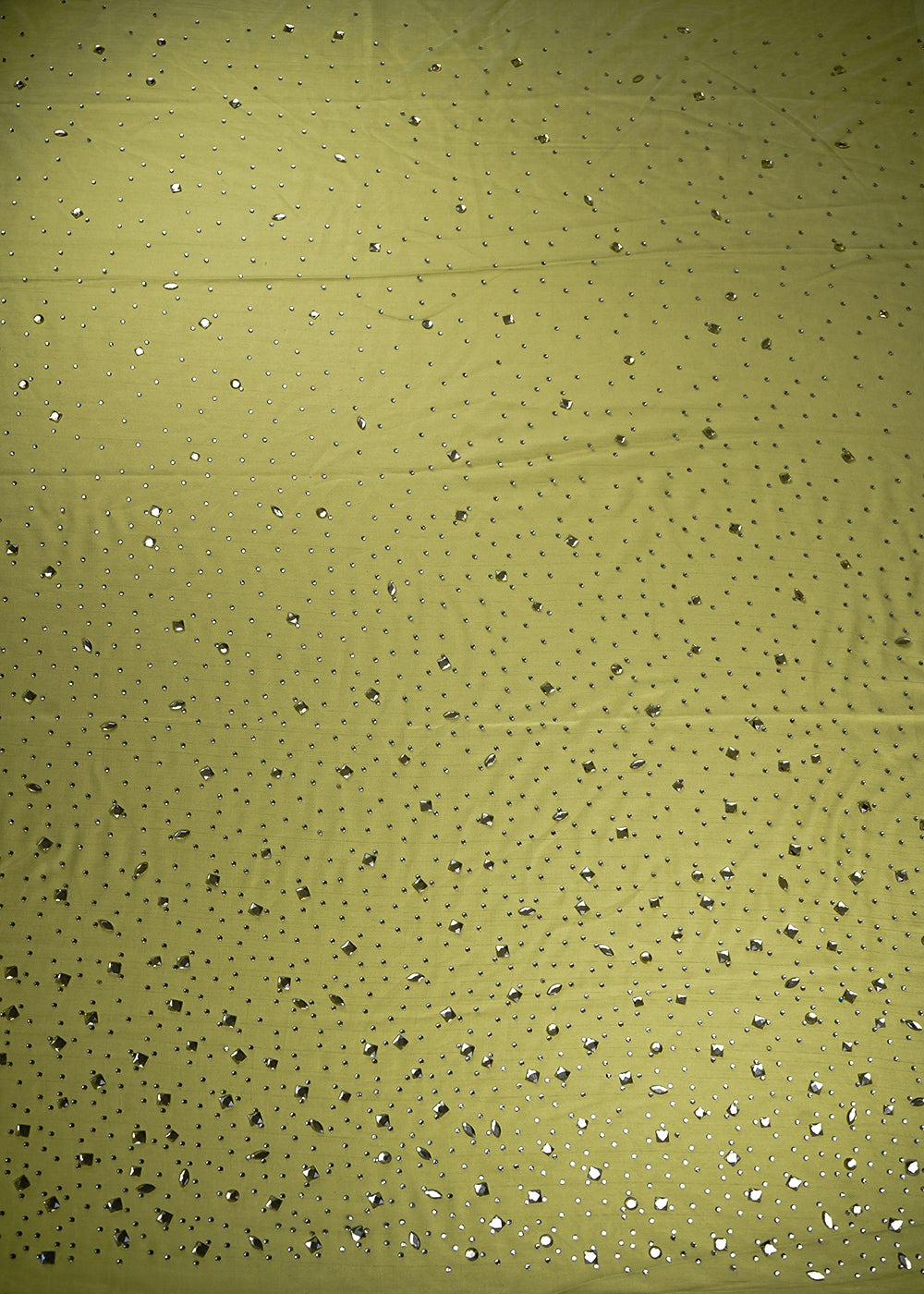 Lime Green Imported Net Fabric With All Over Stone Work 24026