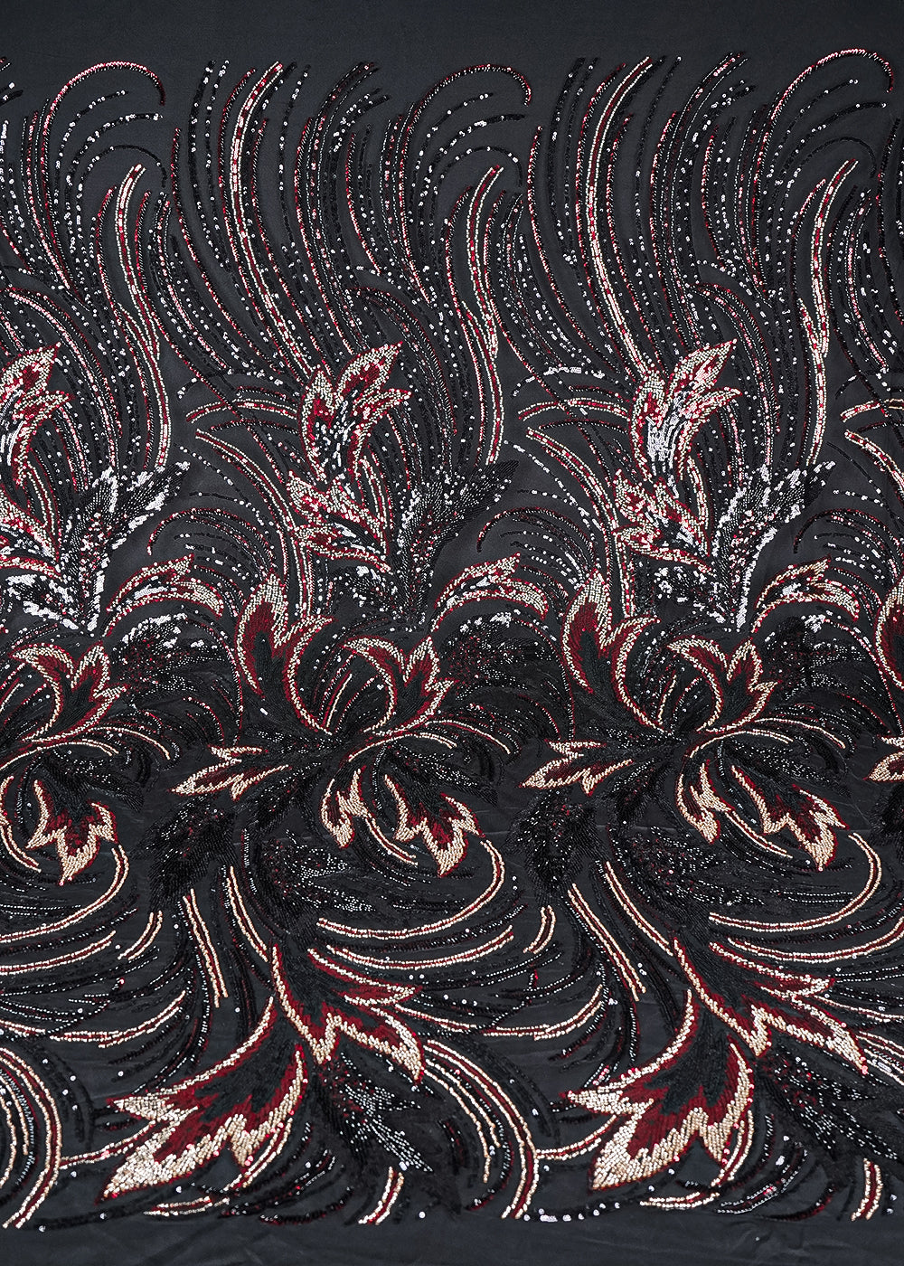 Black Imported Net Fabric With All Over Sequins And Katdana Work With Border 24039