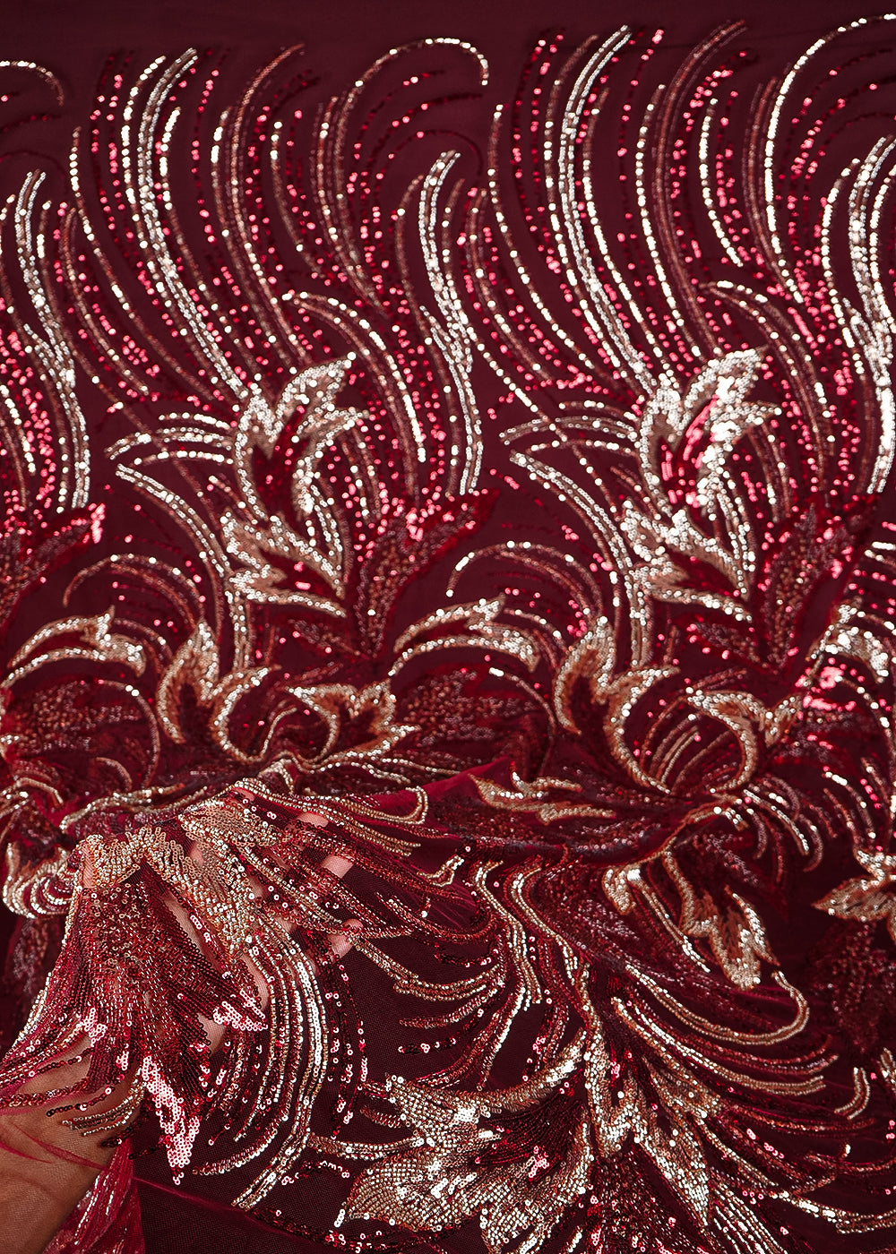 Maroon Imported Net Fabric With All Over Sequins And Katdana Work With Border 24041