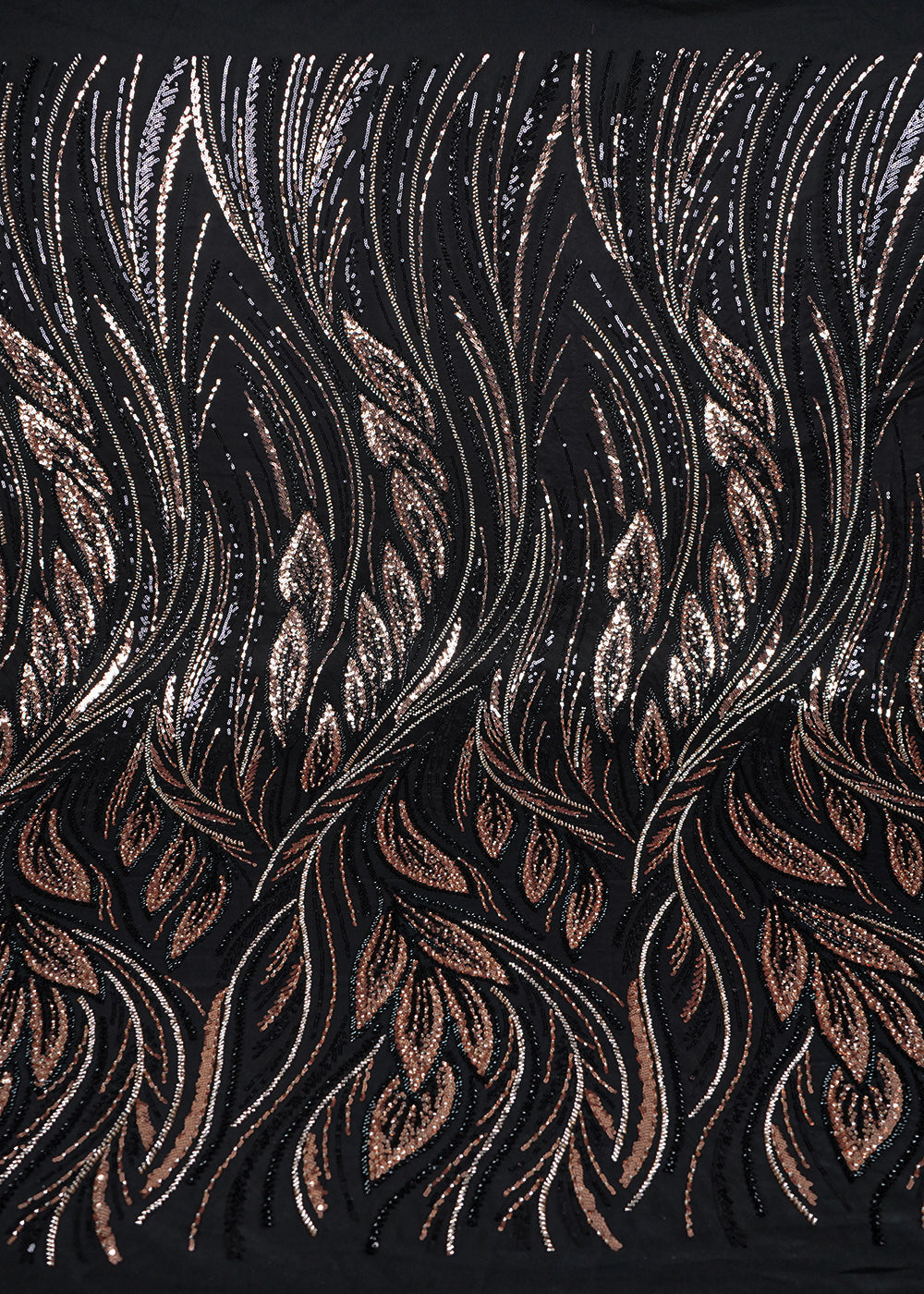 Black Imported Net Fabric With All Over Sequins And Bead Work 24043