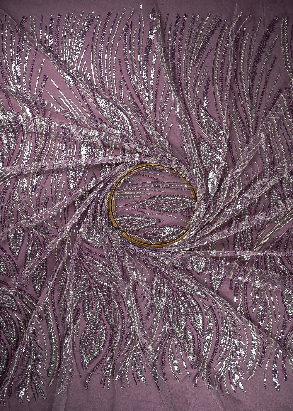 Lavender Imported Net Fabric With All Over Sequins And Bead Work 24044