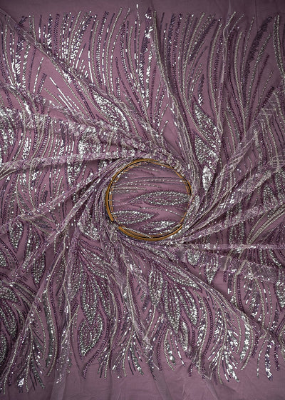 Lavender Imported Net Fabric With All Over Sequins And Bead Work 24044