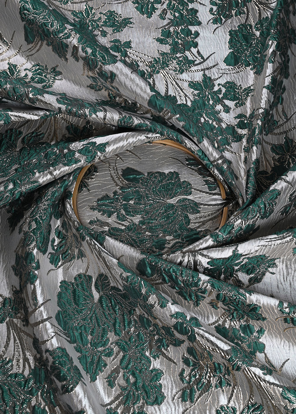 Rama Green Imported Jacquard Fabric With All Over Foil Work 24049