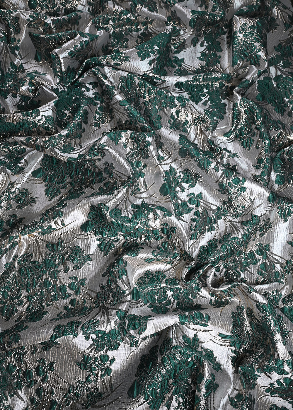 Rama Green Imported Jacquard Fabric With All Over Foil Work 24049