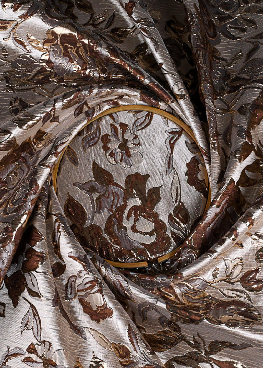 Brown Imported Jacquard Fabric With All Over Foil Work 24050