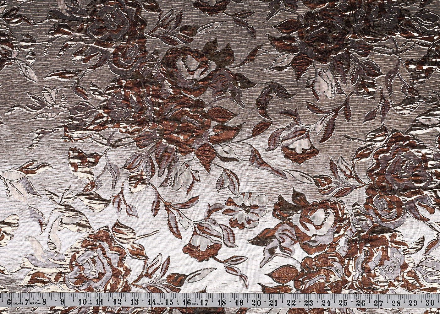 Brown Imported Jacquard Fabric With All Over Foil Work 24050
