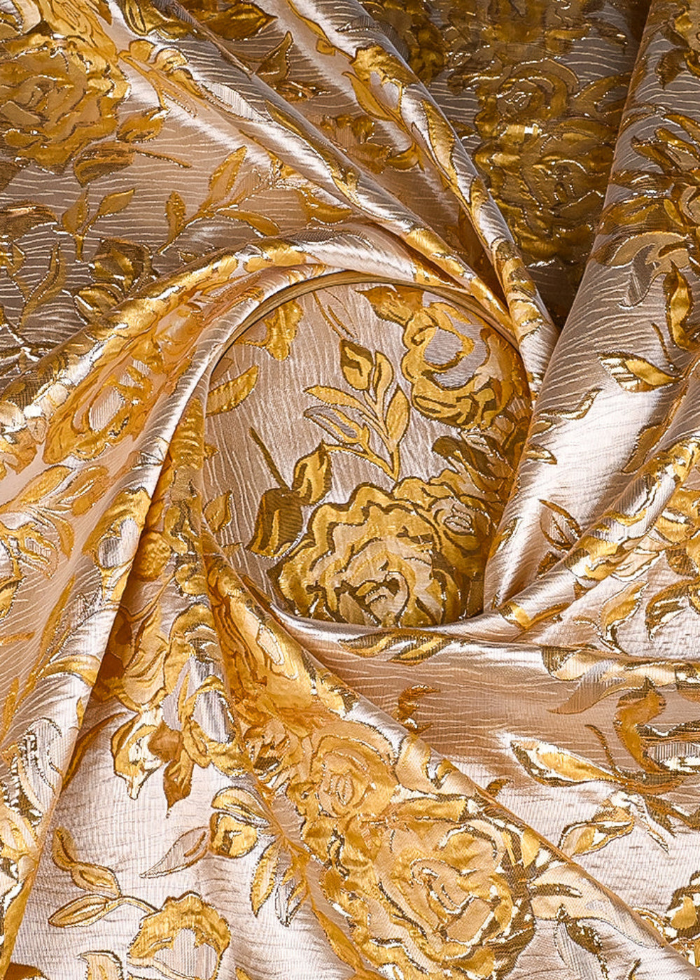 Yellow Imported Jacquard Fabric With All Over Foil Work 24051