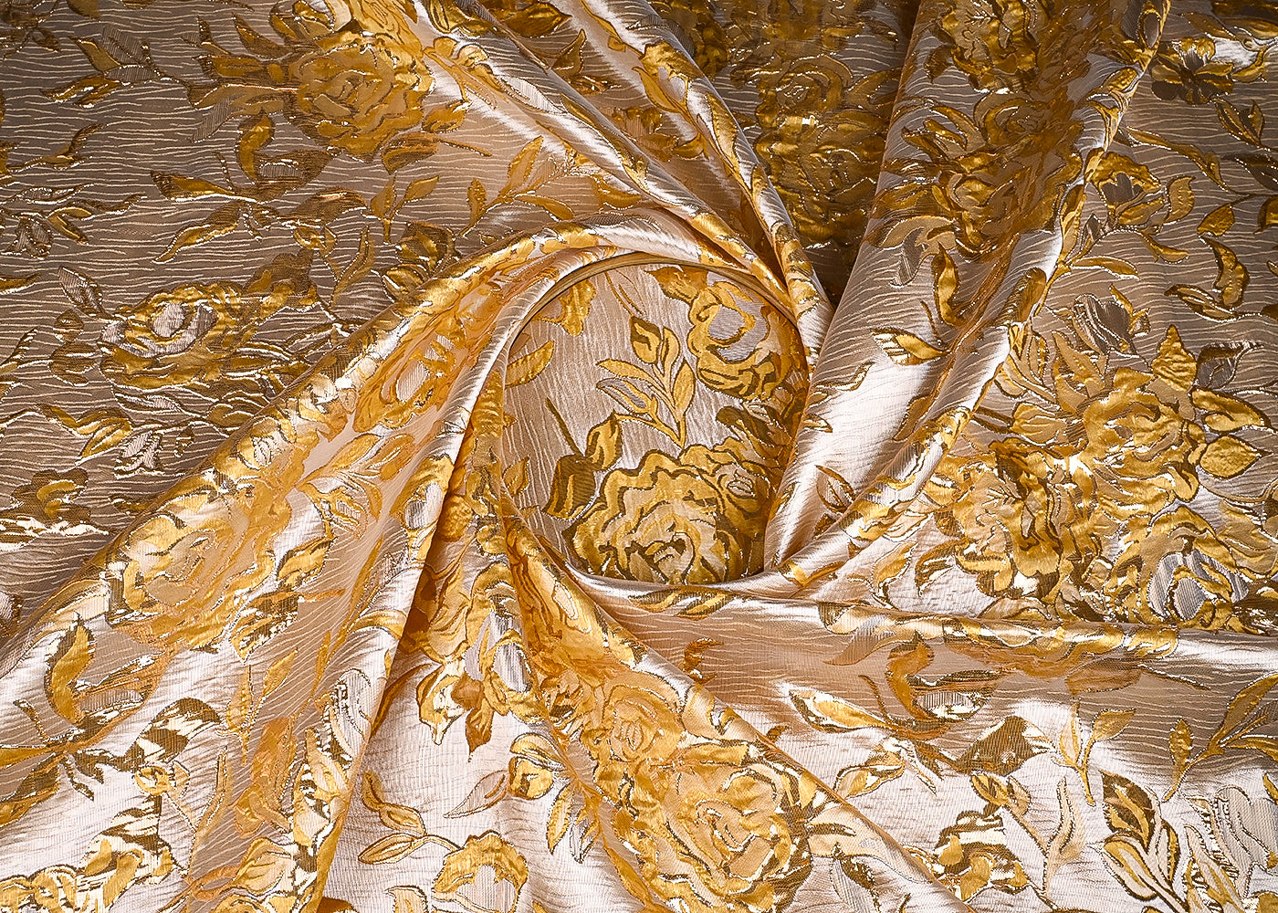 Yellow Imported Jacquard Fabric With All Over Foil Work 24051
