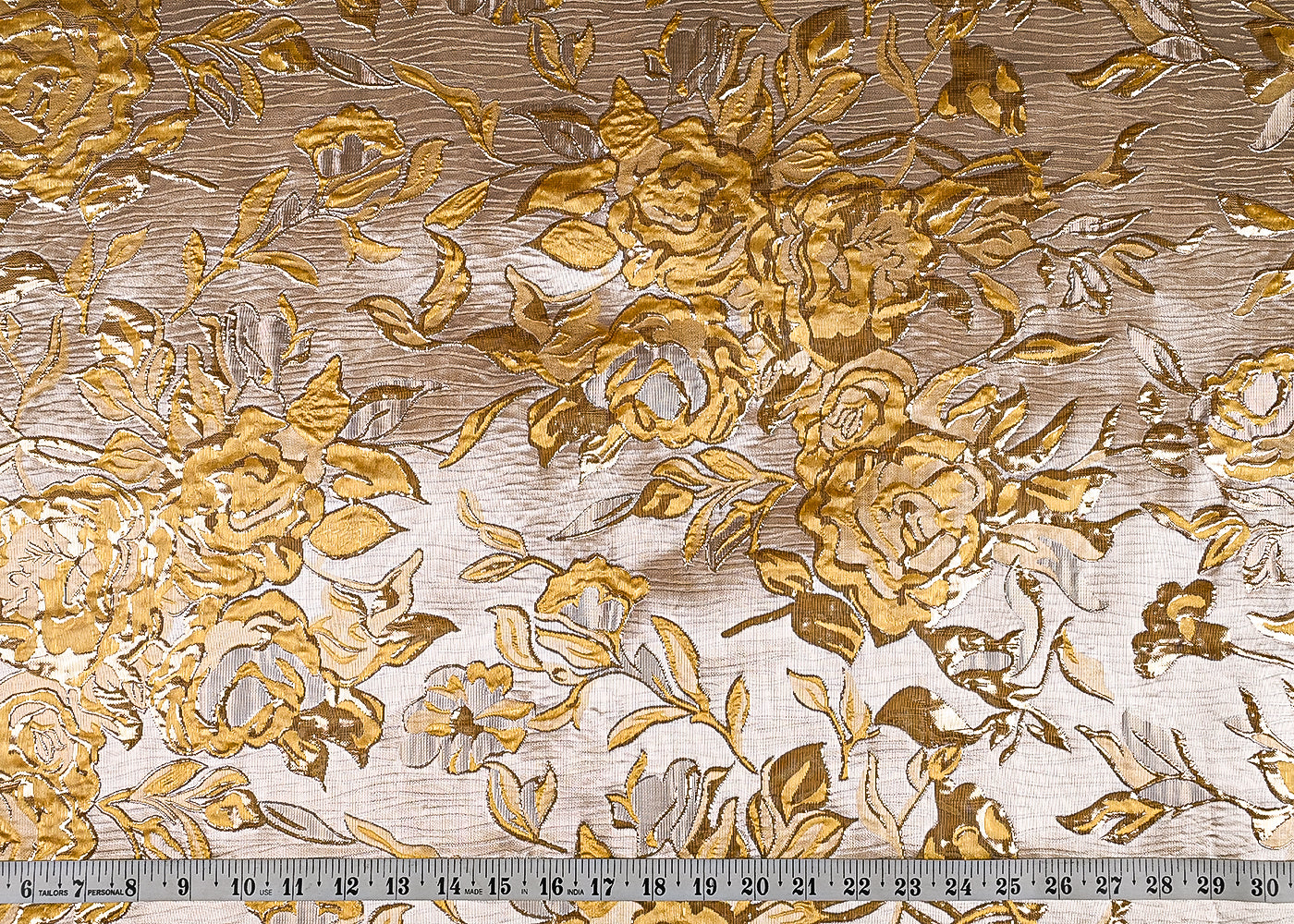 Yellow Imported Jacquard Fabric With All Over Foil Work 24051