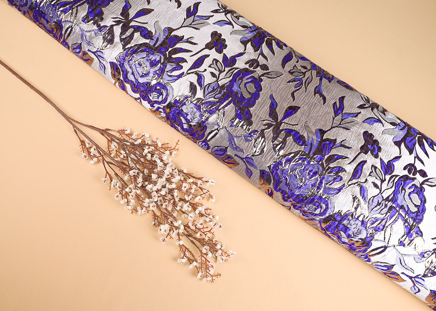 Purple Imported Jacquard Fabric With All Over Foil Work 24052