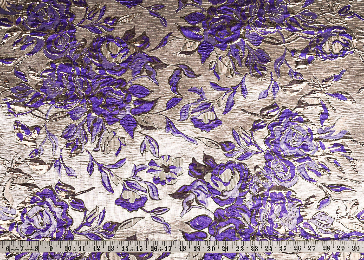 Purple Imported Jacquard Fabric With All Over Foil Work 24052