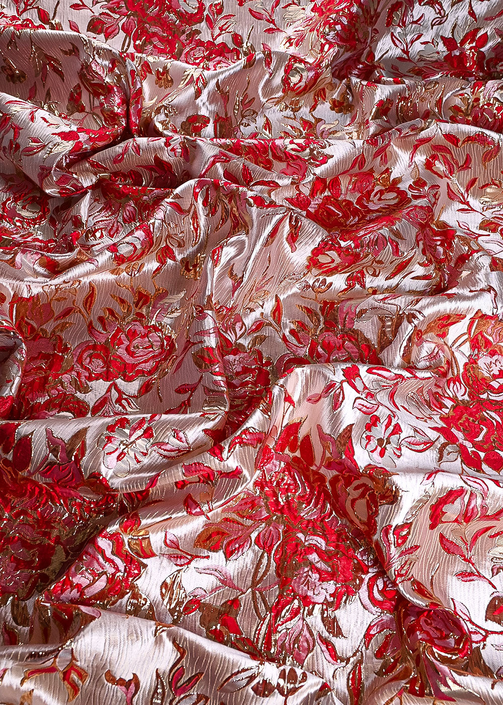 Red Imported Jacquard Fabric With All Over Foil Work 24053
