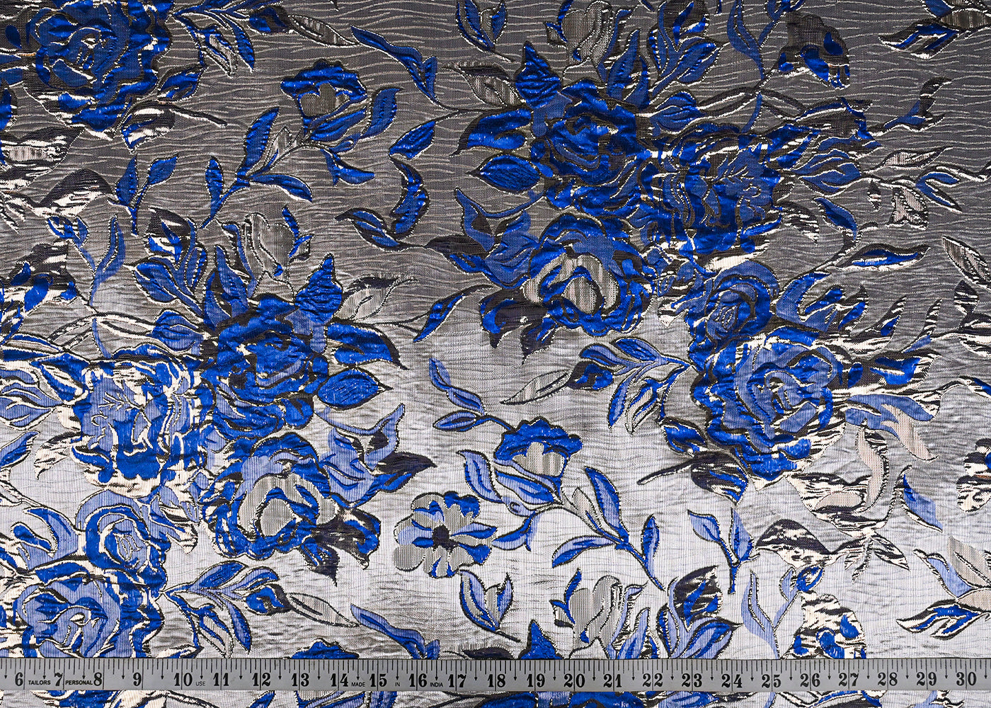 Royal Blue Imported Jacquard Fabric With All Over Foil Work 24054