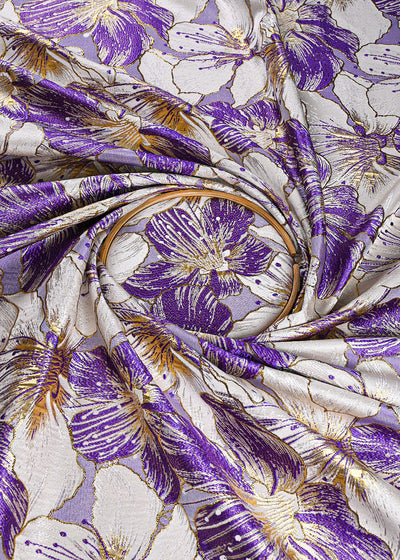 Purple Imported Jacquard Fabric With All Over Foil Work 24057