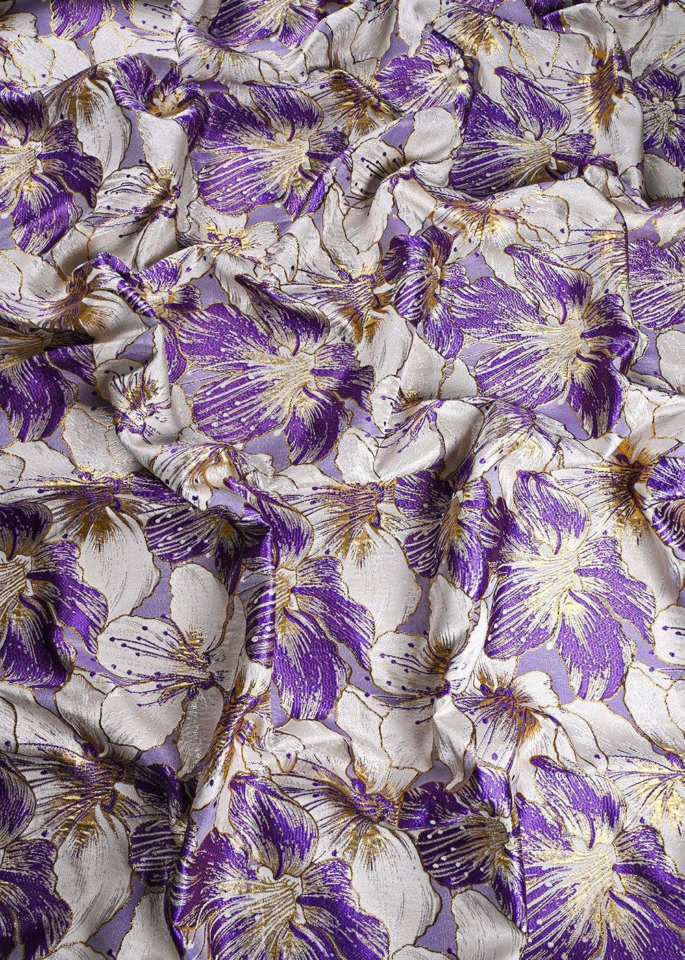 Purple Imported Jacquard Fabric With All Over Foil Work 24057