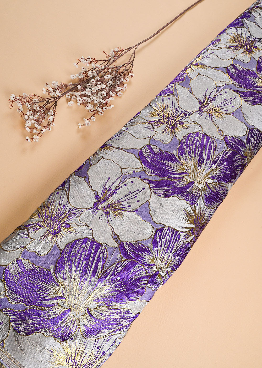 Purple Imported Jacquard Fabric With All Over Foil Work 24057