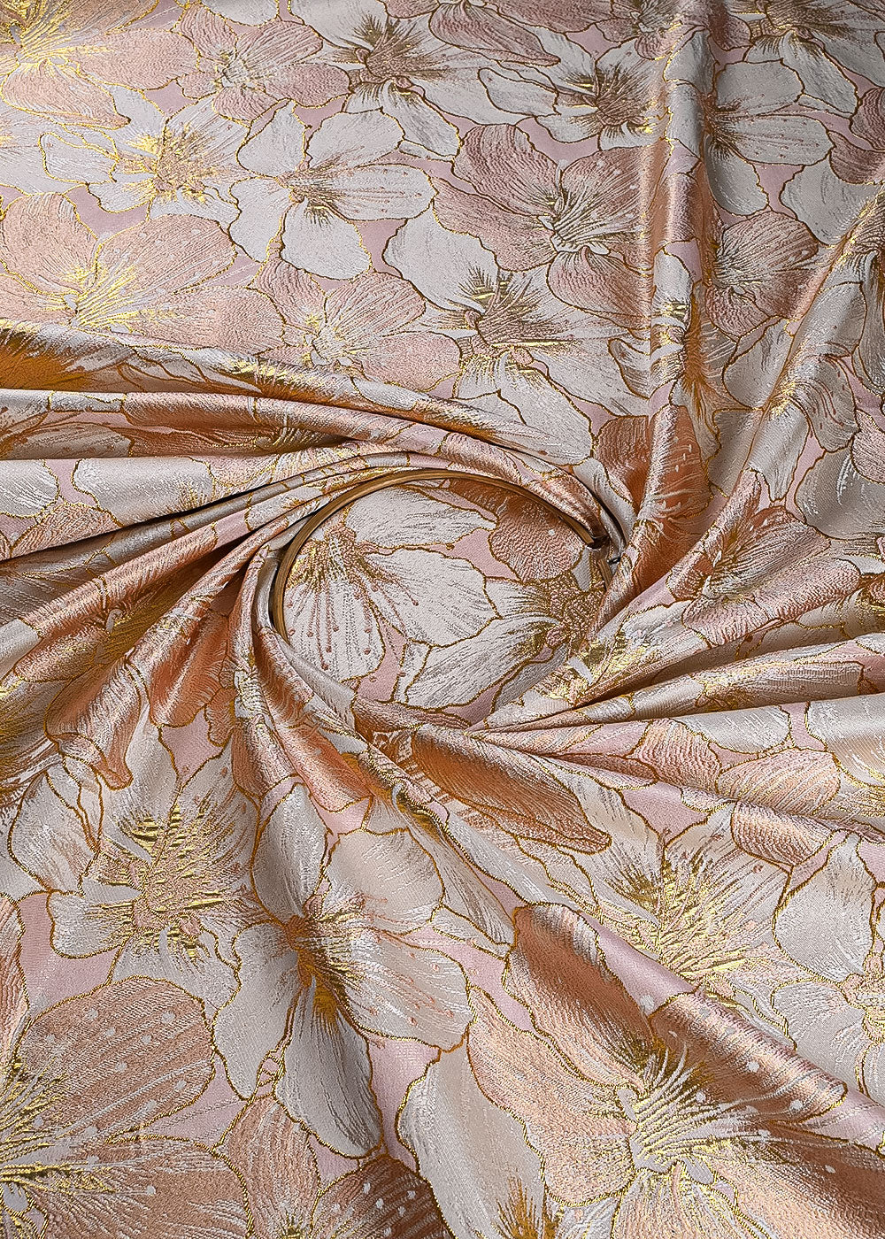 Peach Imported Jacquard Fabric With All Over Foil Work 24061