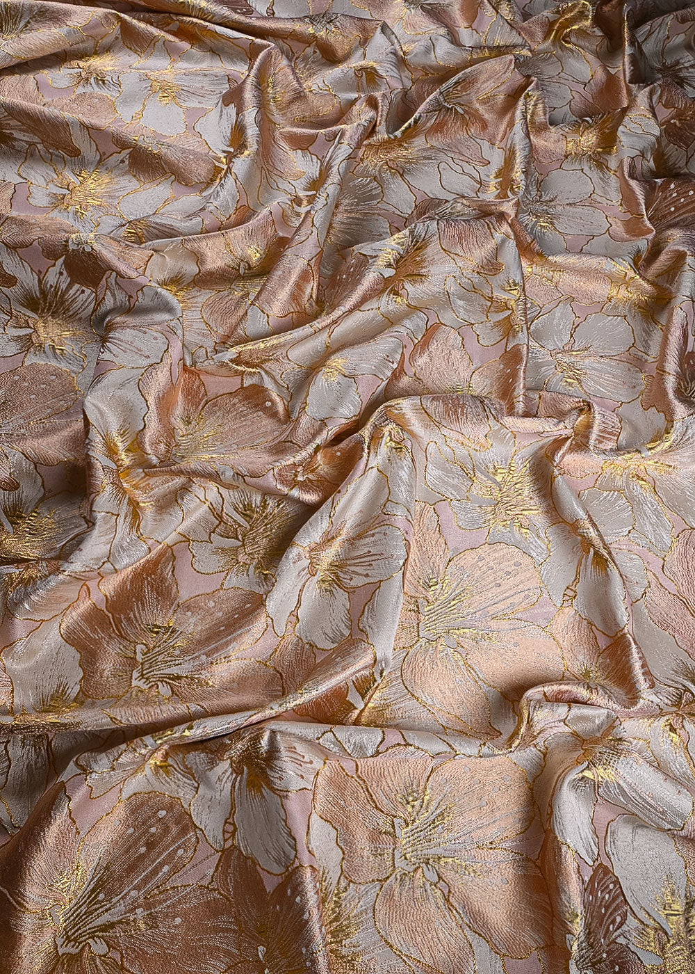 Peach Imported Jacquard Fabric With All Over Foil Work 24061