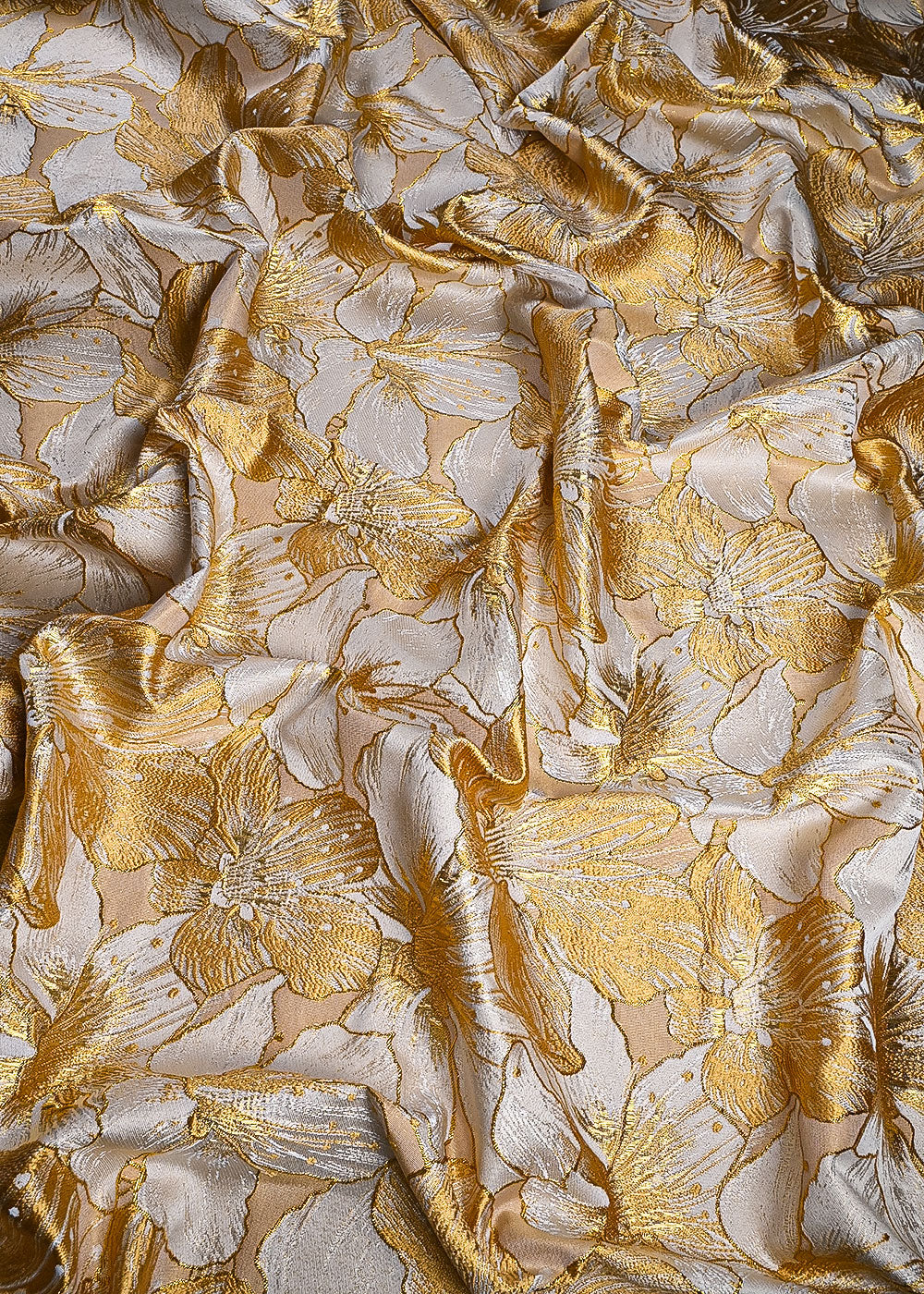 Light Gold Imported Jacquard Fabric With All Over Foil Work 24062