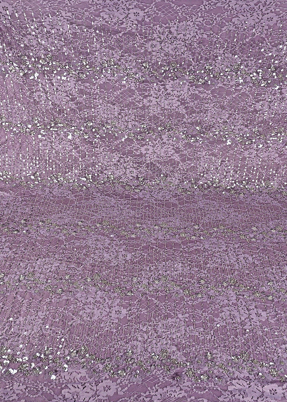 Lavender Sandlin Lace Fabric With All Over Katdana And Sequins Work 24072