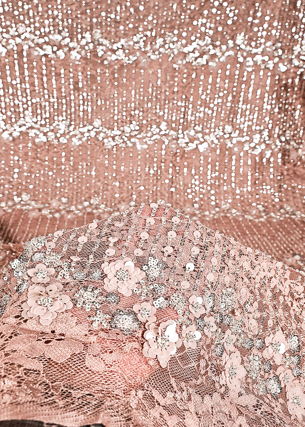 Brown Sandlin Lace Fabric With All Over Katdana And Sequins Work 24078