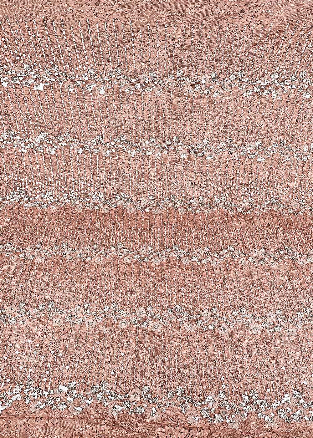 Brown Sandlin Lace Fabric With All Over Katdana And Sequins Work 24078