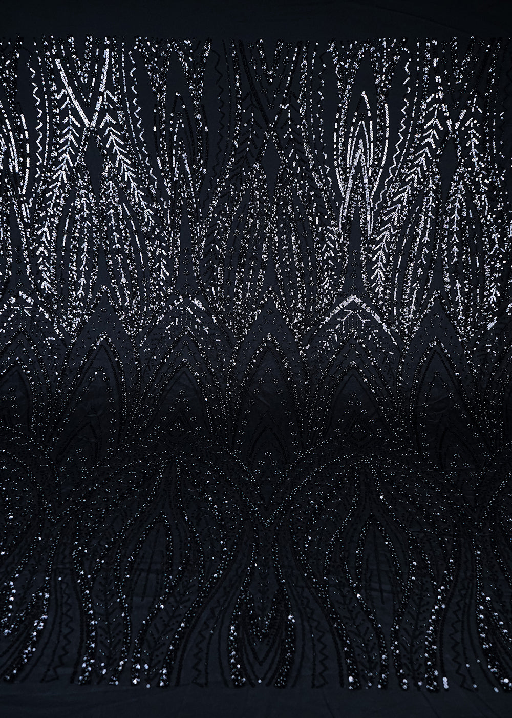 Black Imported Net Fabric With All Over Sequins, Katdana And Bead Work 24102