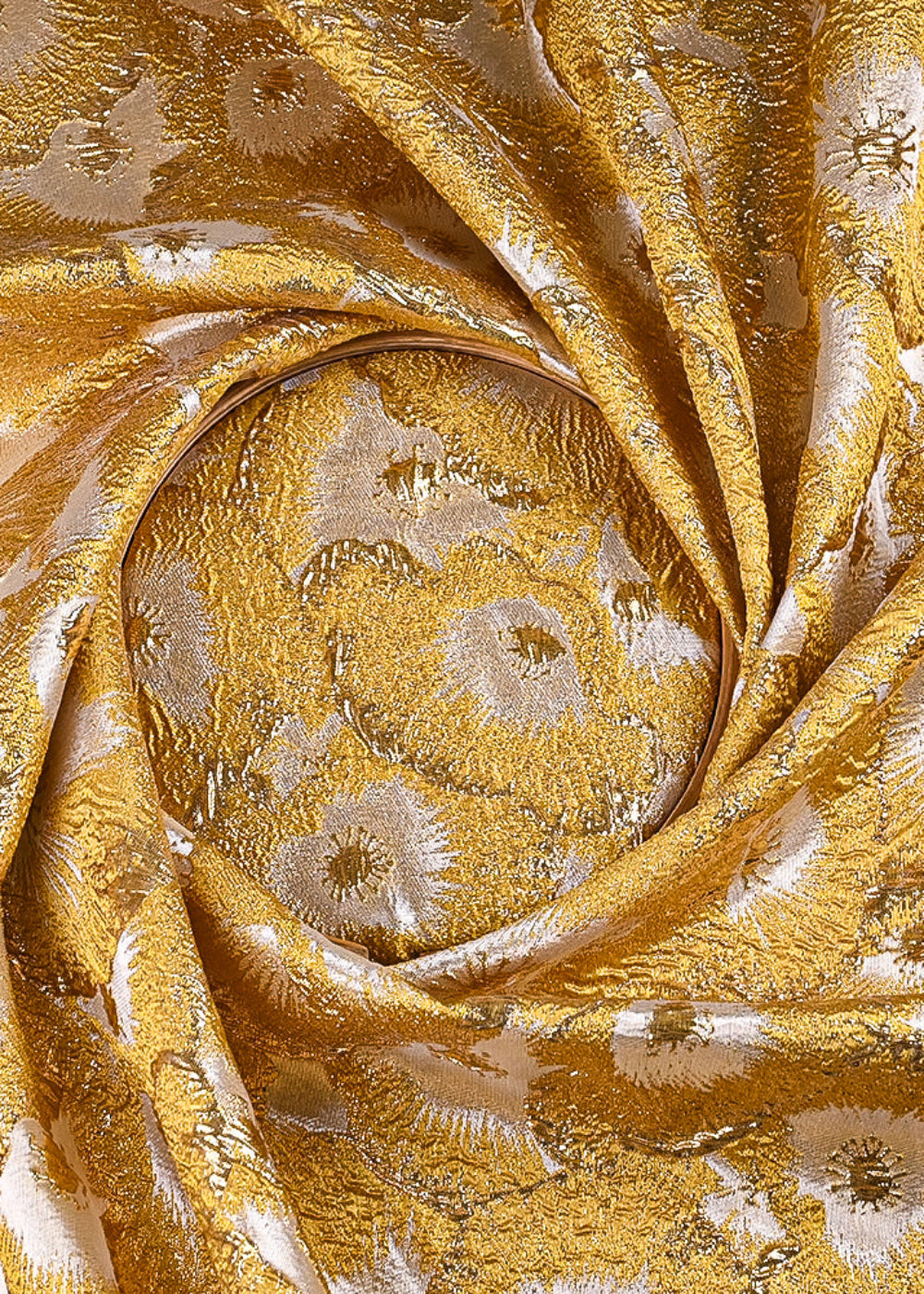 Yellow Imported Jacquard Fabric With All Over Foil Work 24131
