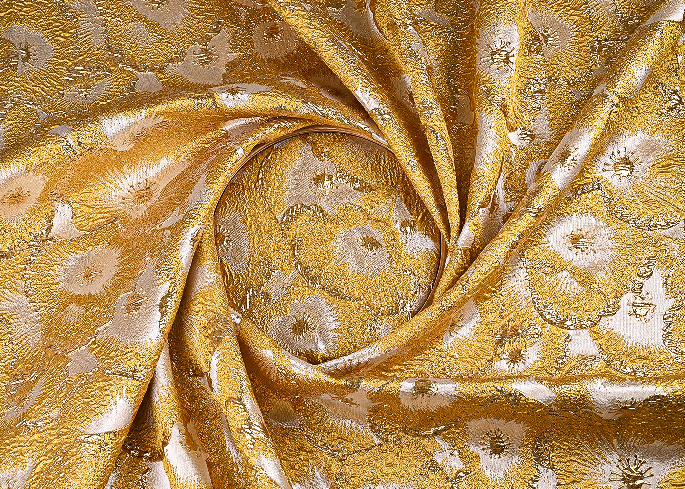 Yellow Imported Jacquard Fabric With All Over Foil Work 24131