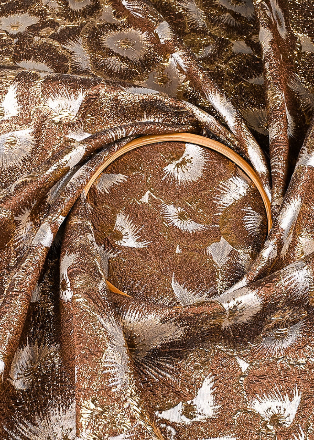 Brown Imported Jacquard Fabric With All Over Foil Work 24132