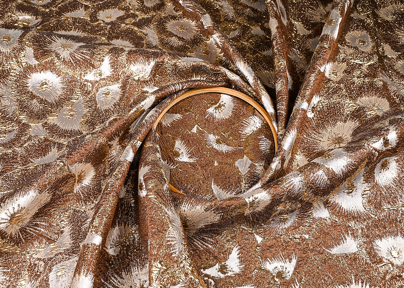 Brown Imported Jacquard Fabric With All Over Foil Work 24132
