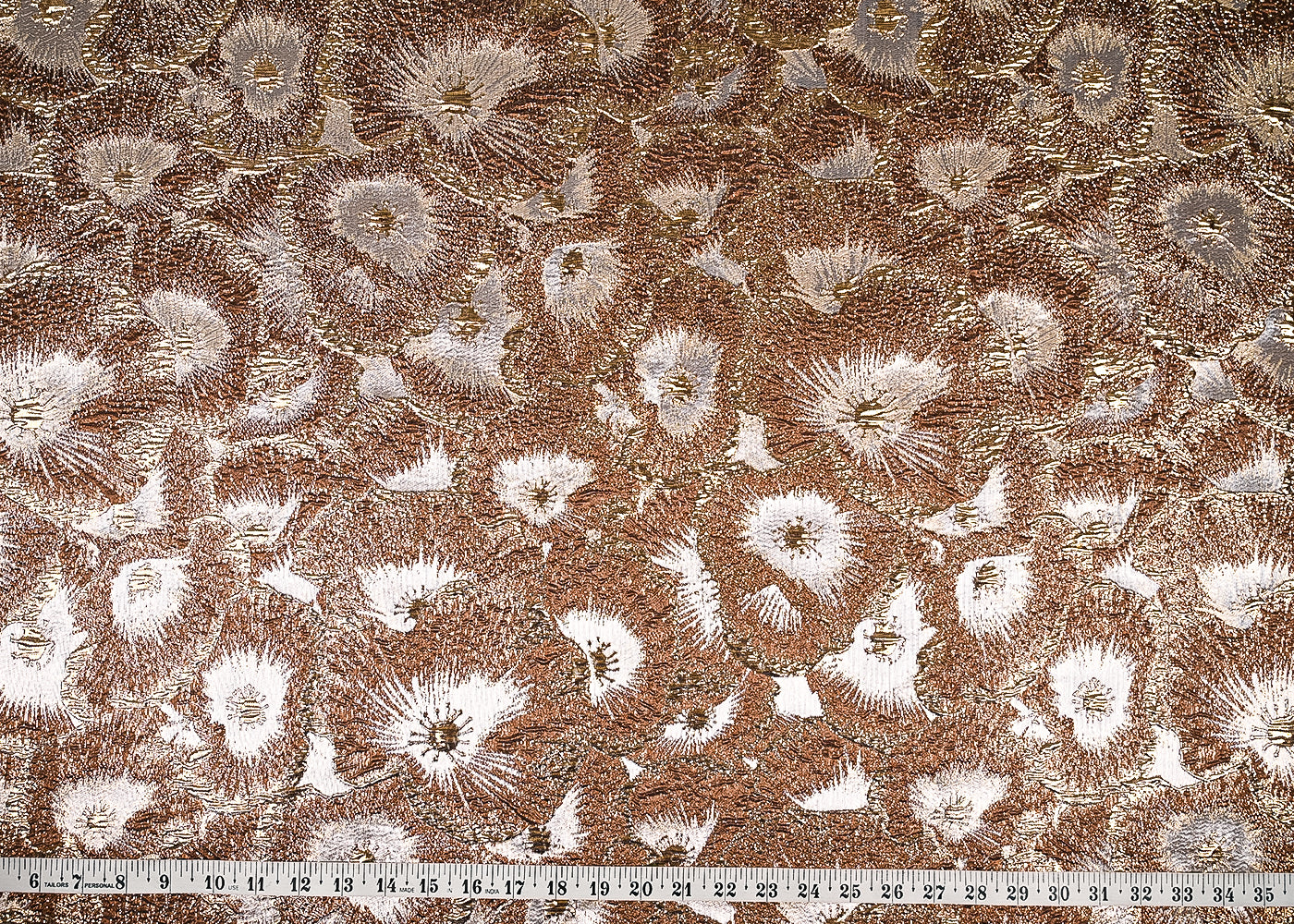 Brown Imported Jacquard Fabric With All Over Foil Work 24132