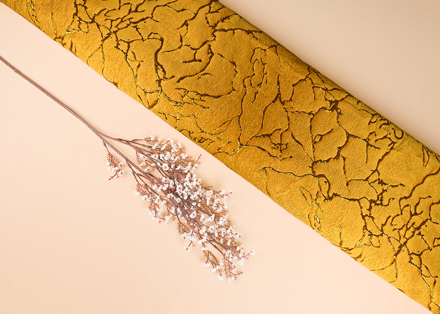 Yellow Imported Jacquard Fabric With All Over Embosed Work 24134