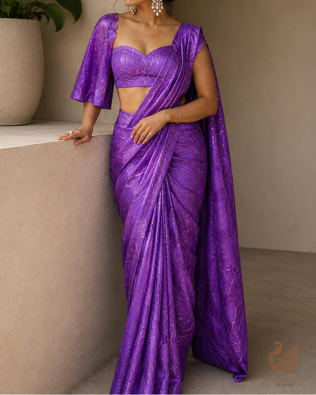 Purple Imported Jacquard Fabric With All Over Embosed Work 24135