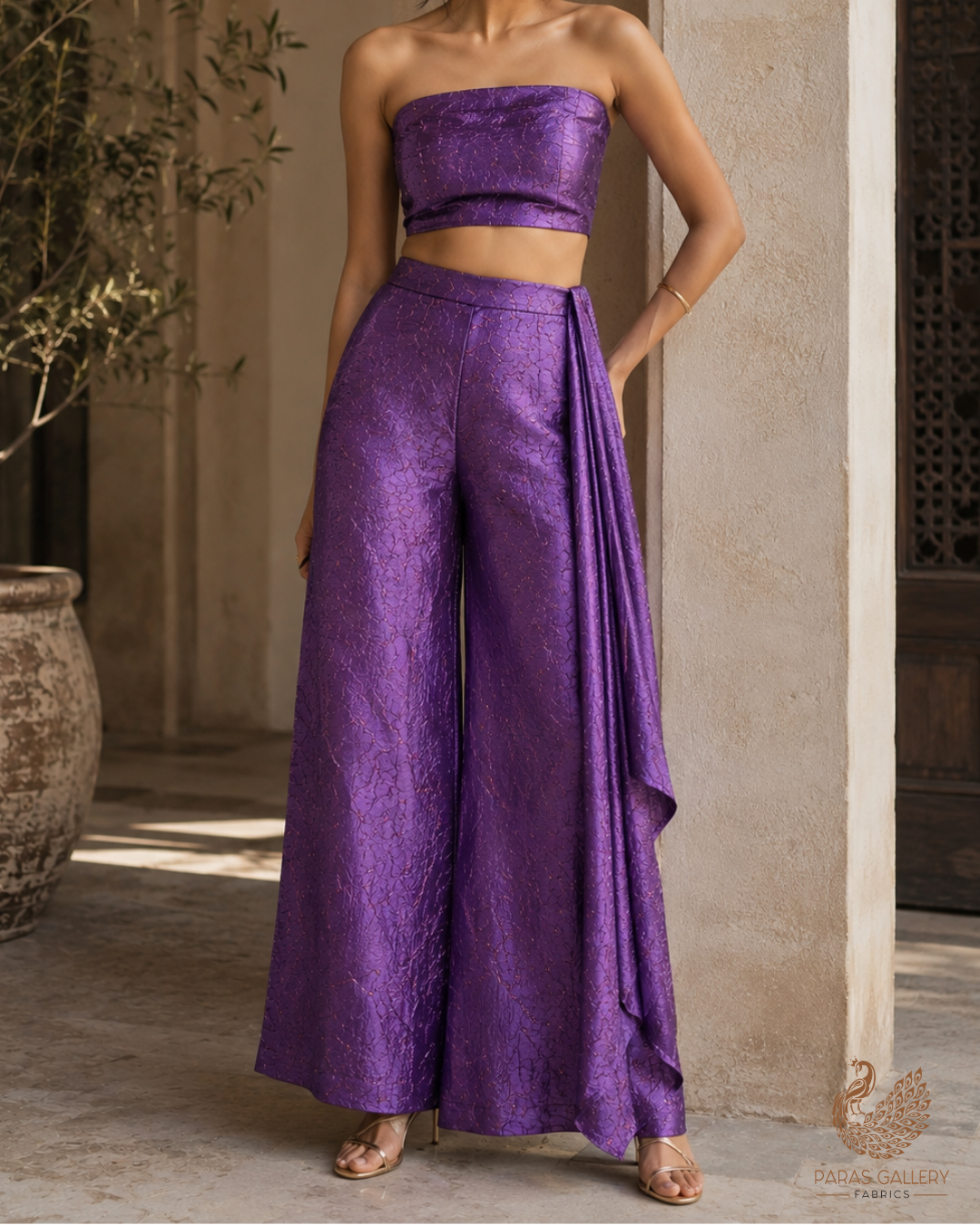 Purple Imported Jacquard Fabric With All Over Embosed Work 24135