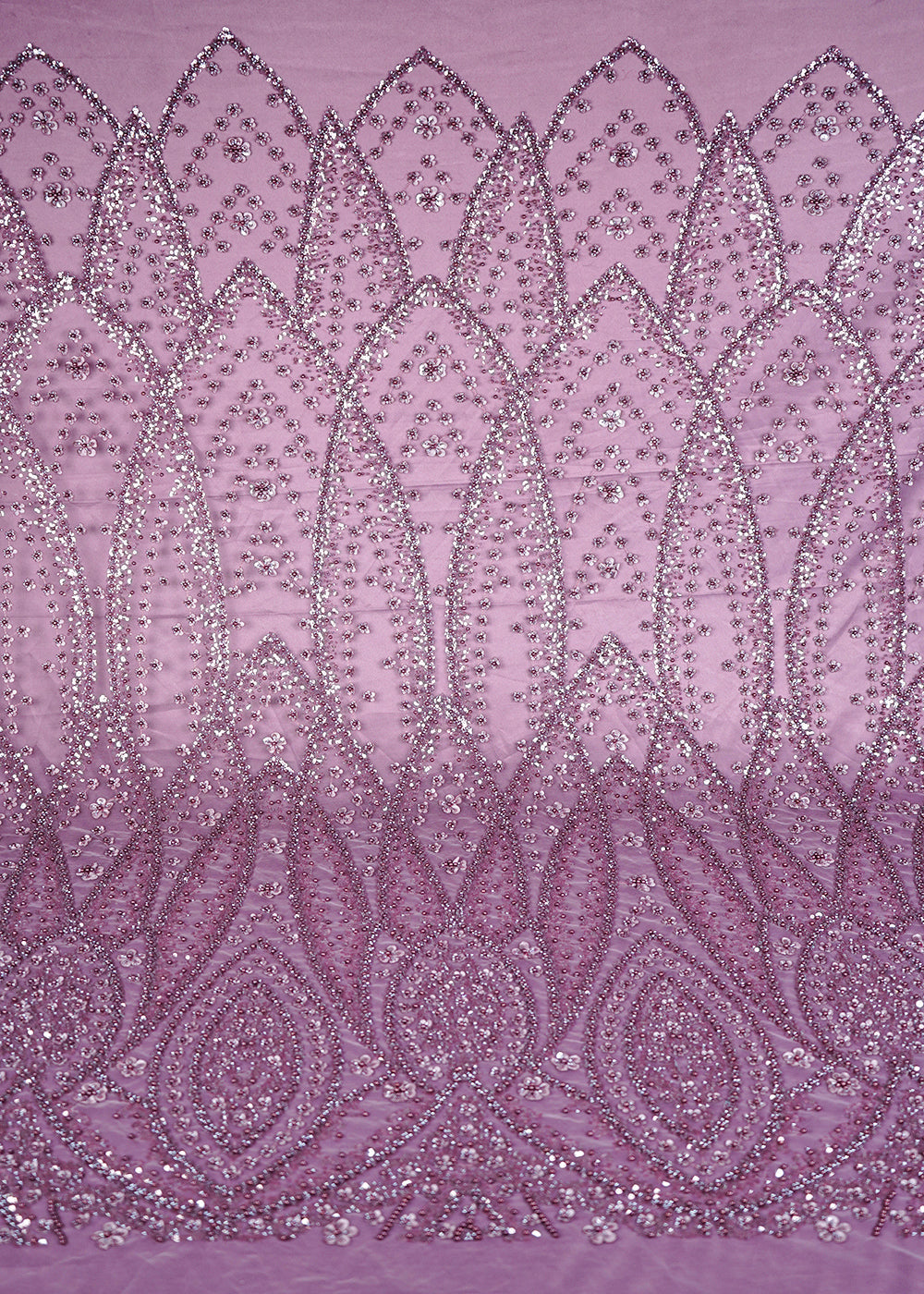Mouve Imported Net Fabric With All Over Sequins And Katdana Work With Border 24141
