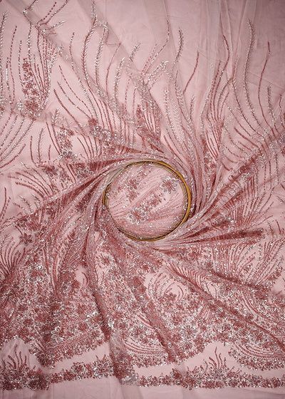 Onion Net Fabric With All Over Sequins, Katdana, Thread And Bead Work 24148