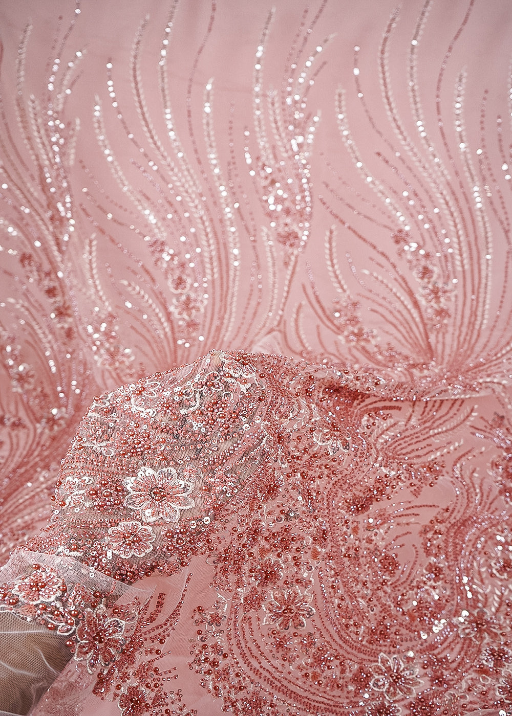 Onion Net Fabric With All Over Sequins, Katdana, Thread And Bead Work 24148