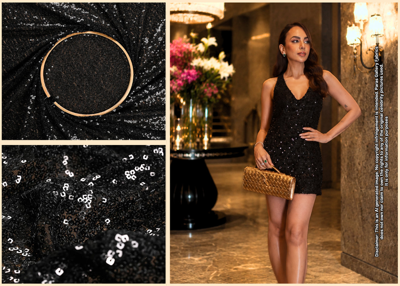 Nitibha Kaul Inspired Edition | Black Net Unstitched Fabric 24157