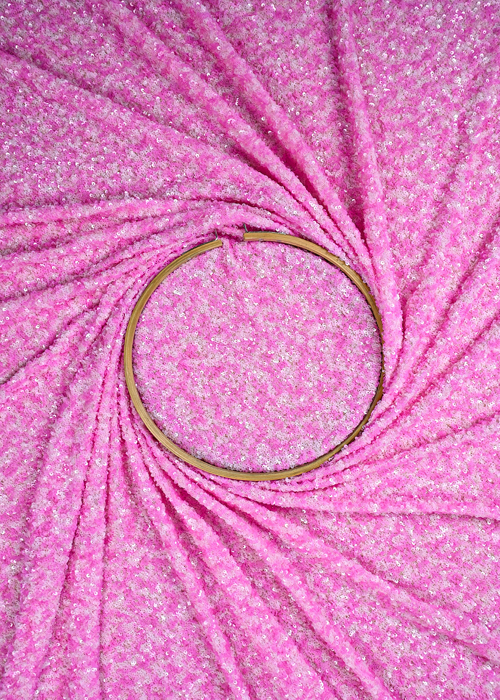 Pink Lycra Net Fabric With All Over Sequins Work 24162