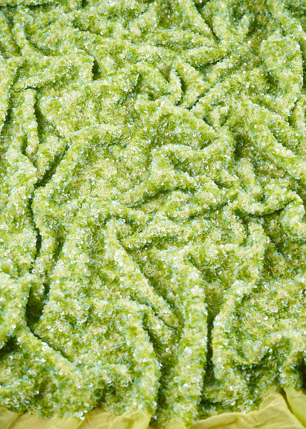 Green Lycra Net Fabric With All Over Sequins Work 24163