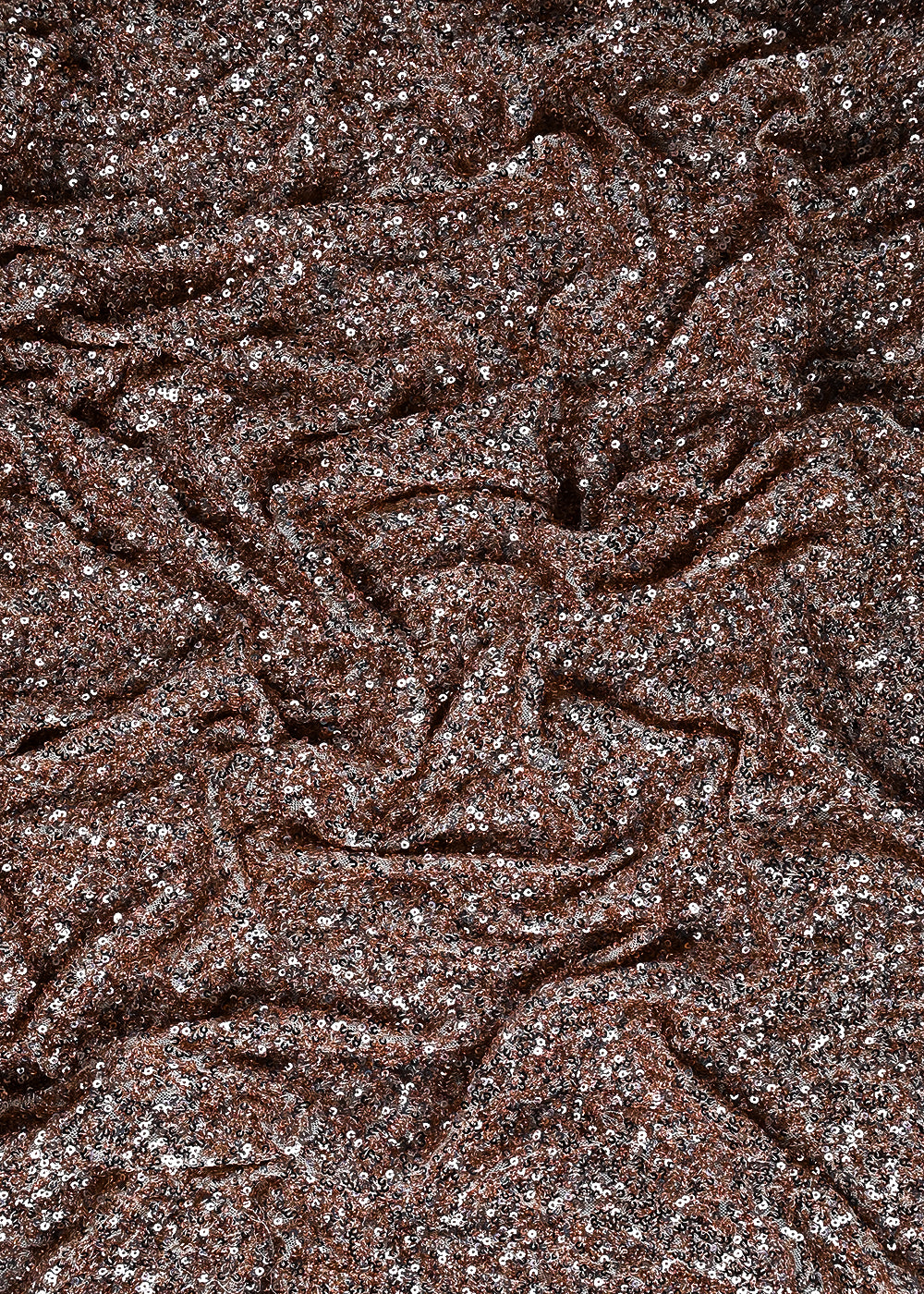 Rose Gold Imported Net Fabric With All Over Sequins Work 24171