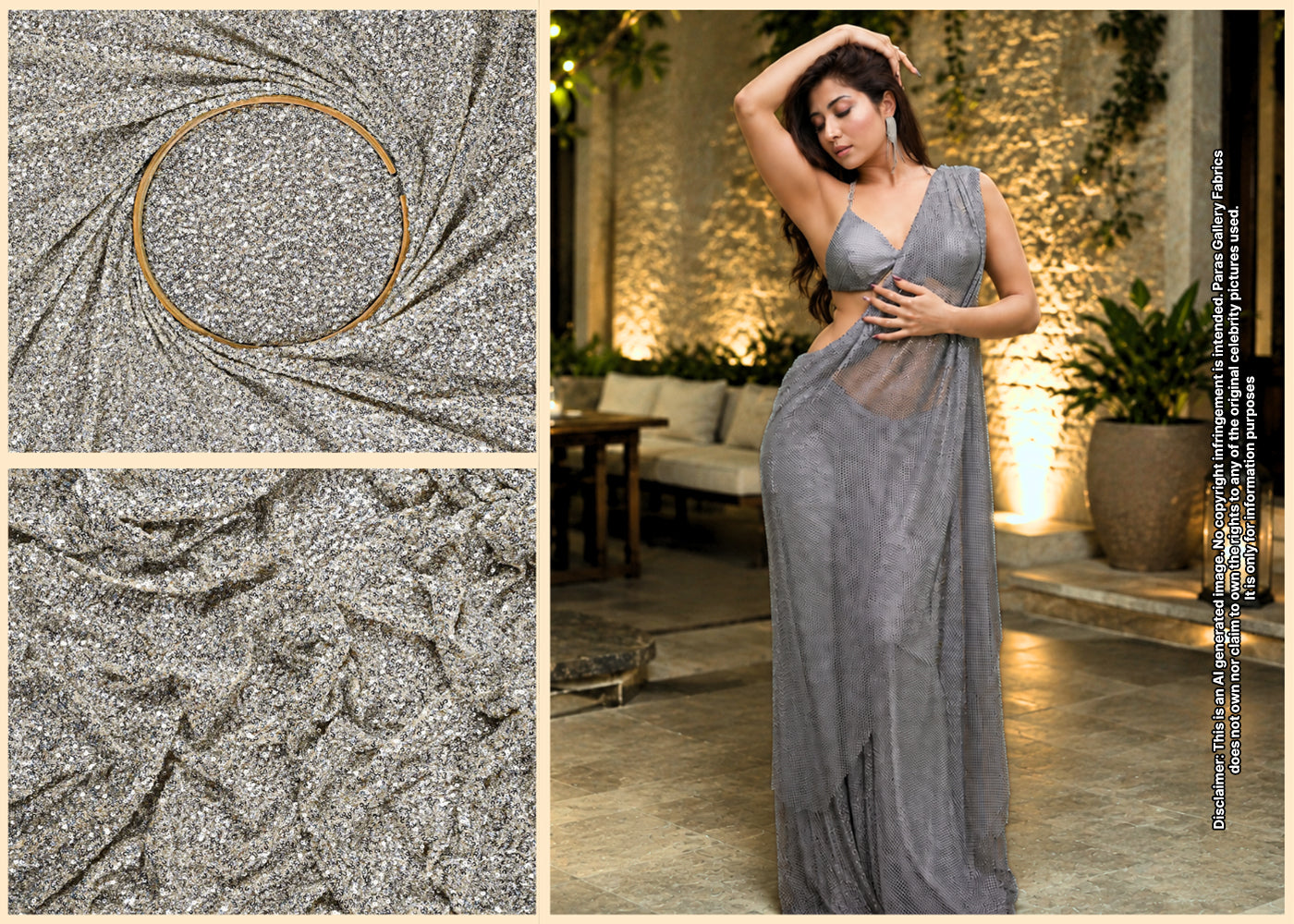 Shreya Kalra Inspired Edition | Silver Imported Net Unstitched Fabric 24173